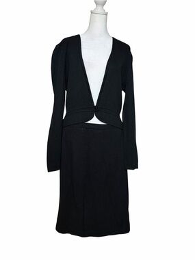 St. John Black Long Sleeve Knit Two-Piece Dress Set